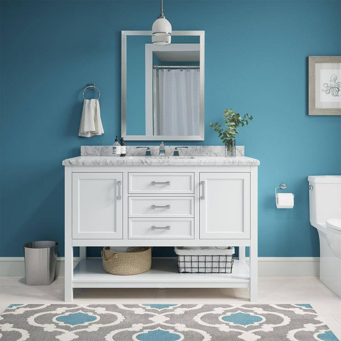 Affinity 49" Single Sink Vanity with White & Gray Carrara Marble Top