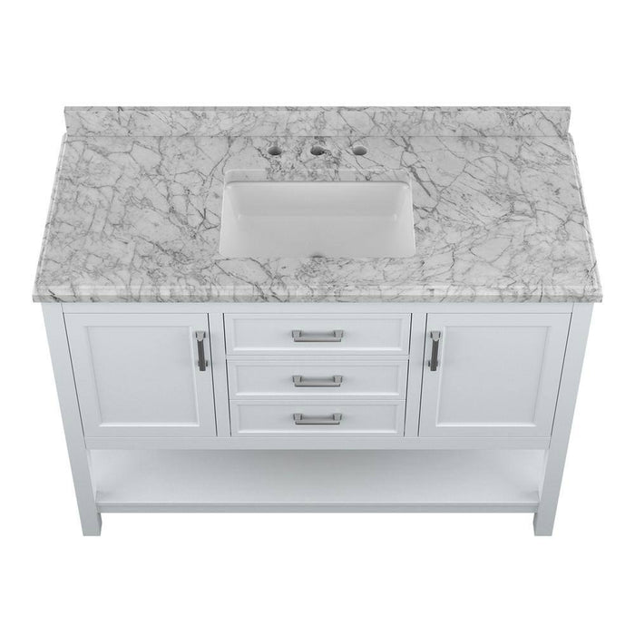 Affinity 49" Single Sink Vanity with White & Gray Carrara Marble Top