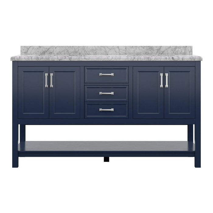 Affinity 61" Double Sink Vanity with White and Gray Carrara Marble Top