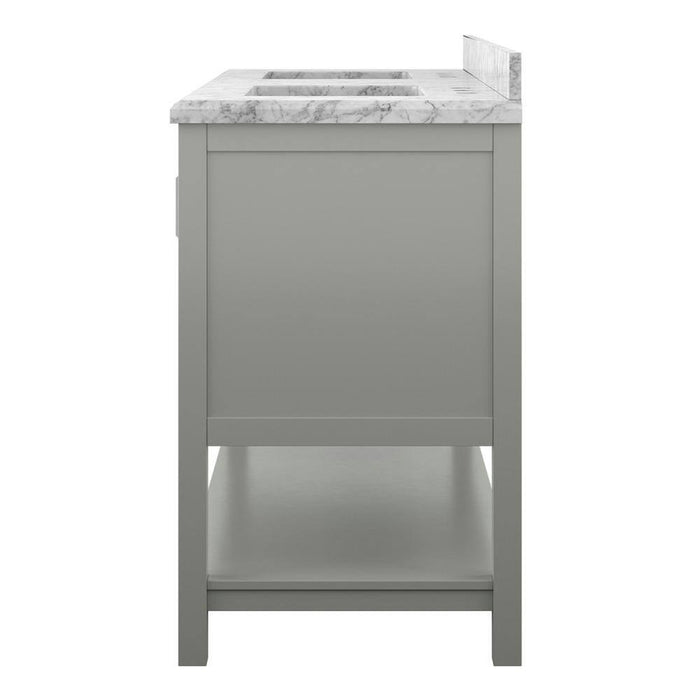 Affinity 61" Double Sink Vanity with White and Gray Carrara Marble Top