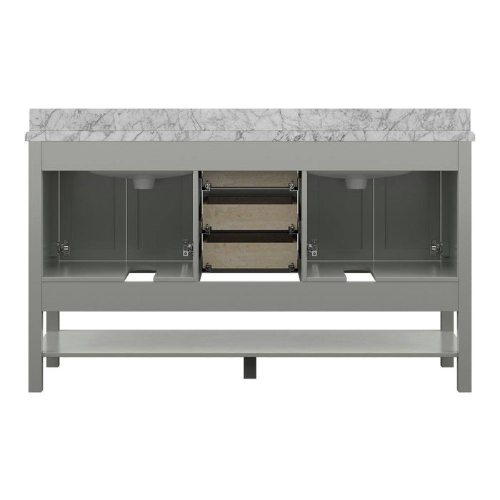 Affinity 61" Double Sink Vanity with White and Gray Carrara Marble Top