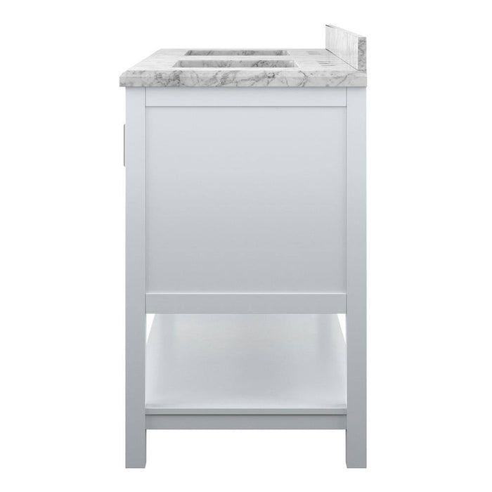 Affinity 61" Double Sink Vanity with White and Gray Carrara Marble Top