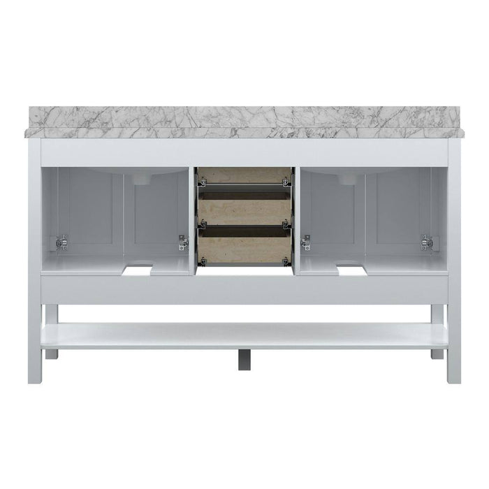 Affinity 61" Double Sink Vanity with White and Gray Carrara Marble Top