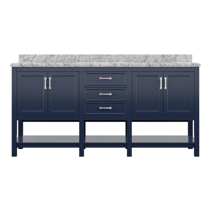 Affinity 72" Double Sink Vanity with White and Gray Carrara Marble Countertop