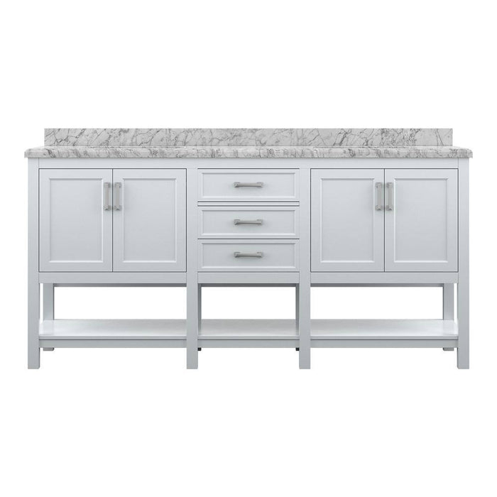 Affinity 72" Double Sink Vanity with White and Gray Carrara Marble Countertop