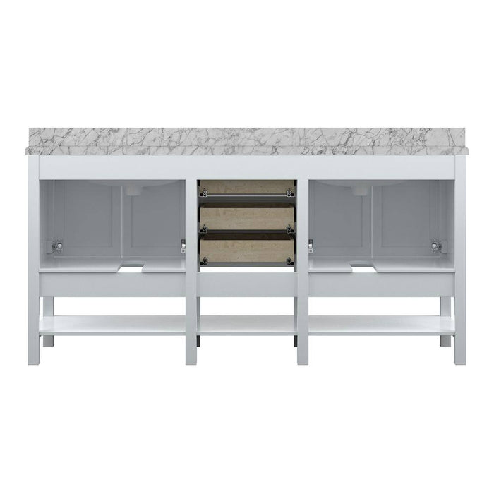 Affinity 72" Double Sink Vanity with White and Gray Carrara Marble Countertop