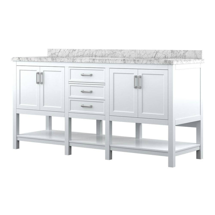 Affinity 72" Double Sink Vanity with White and Gray Carrara Marble Countertop