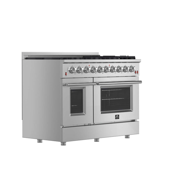 FORNO Galiano 48-inch Gas Range  8 Burners, 107,000 BTU, Griddle, 6.58 cu.ft. Double Oven with Color Options