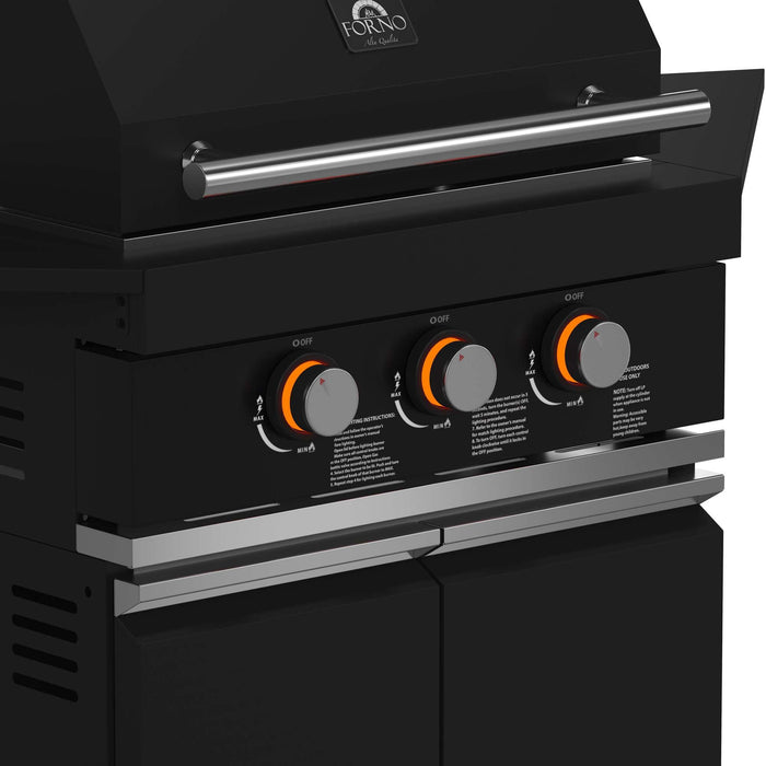 Forno All'Aperto 99,600 BTU BBQ with 5 Stainless-Steel Burners with Infrared Burners & Side Burner, Sink Module with Black Sintered Stone Countertops, Plancha, Gas Pizza Oven, Bar & Beverage Center