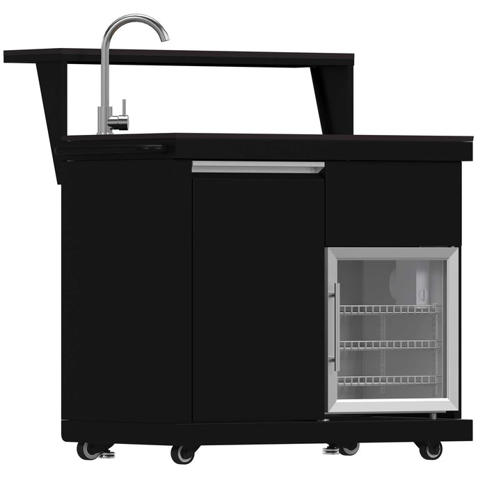 Forno All'Aperto 62,600 BTU BBQ with 3 Stainless-Steel Burners & Infrared Burners & Sink Module with Black Sintered Stone Countertops, Bar & Beverage Center