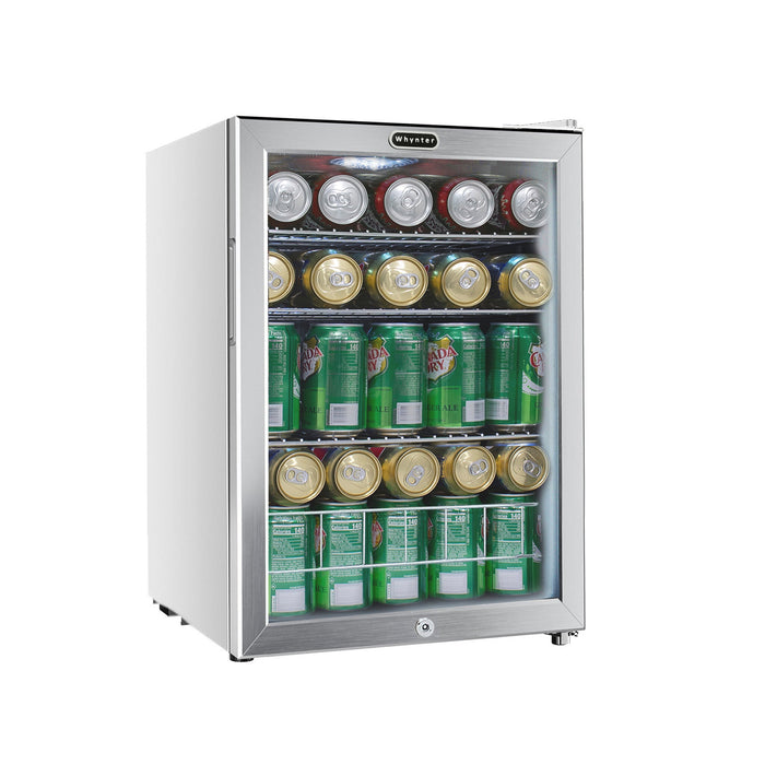 Whynter Stainless Steel Freestanding Beverage Refrigerator Cooler with Lock, 90 Can Capacity