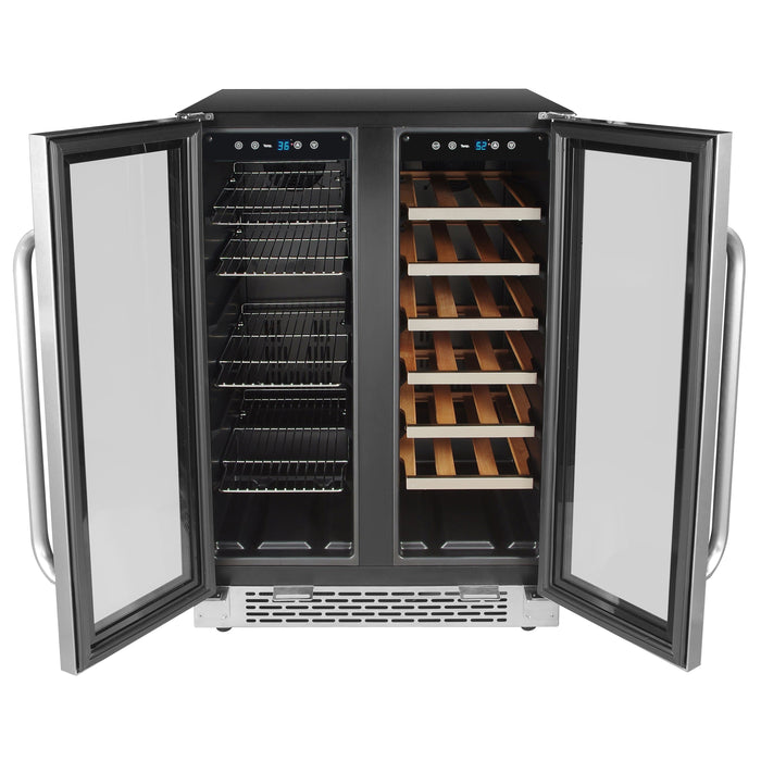 Whynter 24″ Built-In French Door Dual Zone Wine Refrigerator with a 20 Bottle Capacity and 60 Can Beverage Center