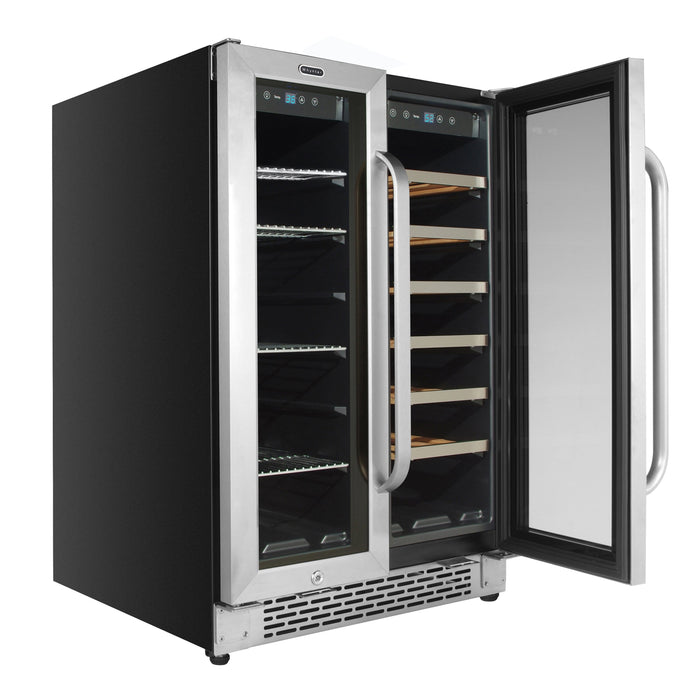 Whynter 24″ Built-In French Door Dual Zone Wine Refrigerator with a 20 Bottle Capacity and 60 Can Beverage Center