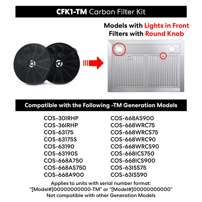 Cosmo 30" Convertible Wall-Mounted Range Hood with 380 CFM, Glass Canopy, Digital Touch Controls, and Carbon Filter Kit