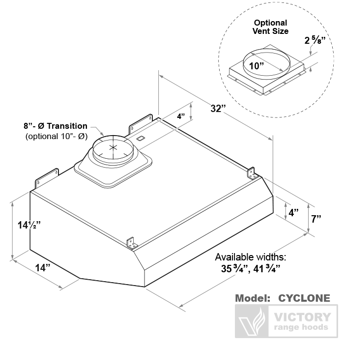 Victory Cyclone 36 Inch 1200 CFM BBQ Outdoor Range Hood in Stainless Steel