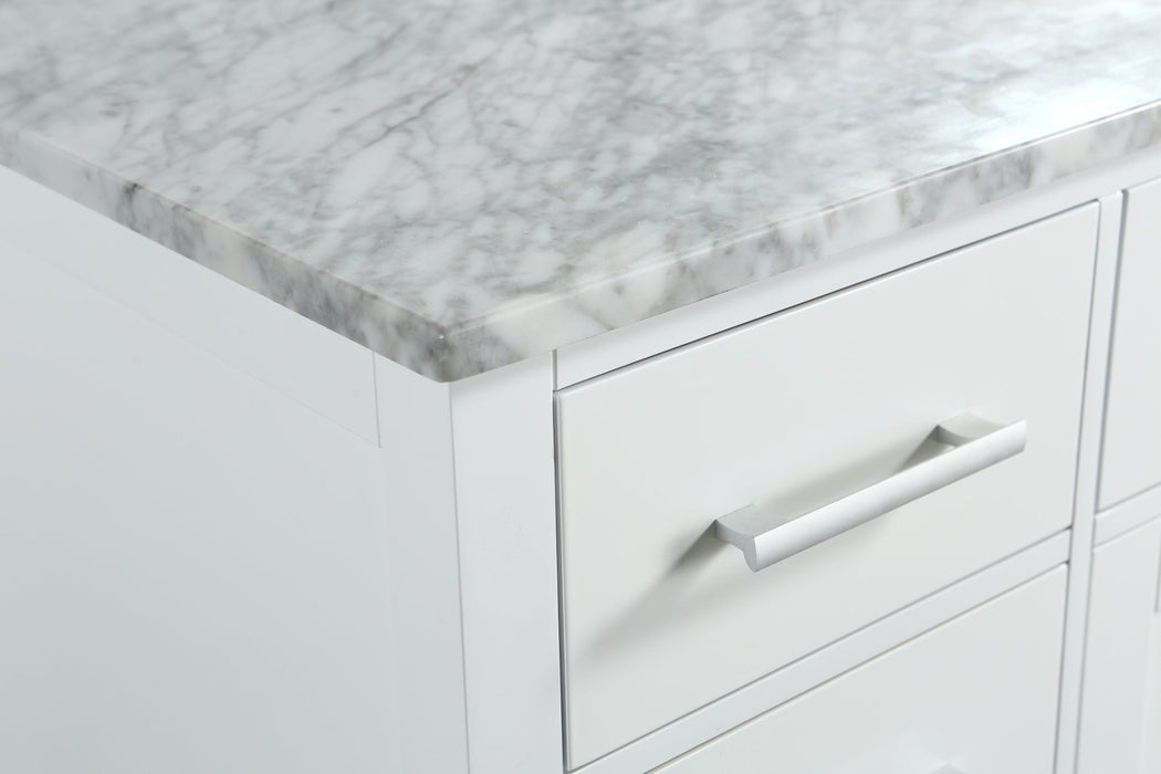 London 54" Single Sink Vanity in White with Marble Vanity Top with Matching Mirror