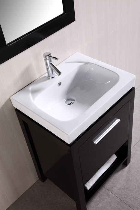 New York 24" Single Sink Vanity in Espresso with Integrated Porcelain Top