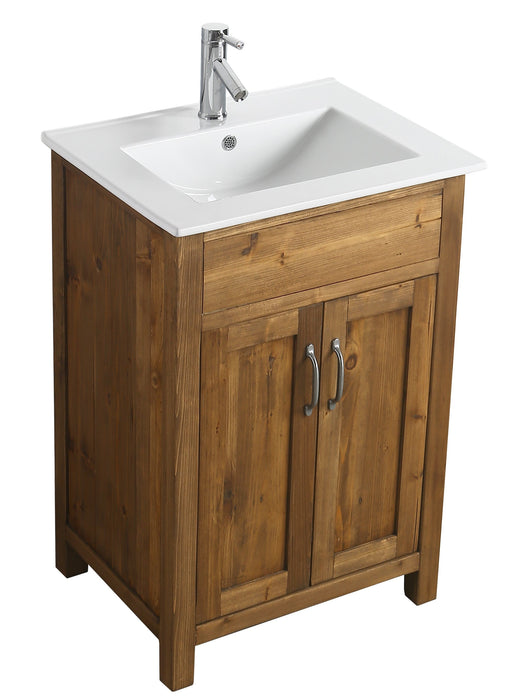 Bryson 24" Single Sink Vanity In Walnut with Porcelain Top