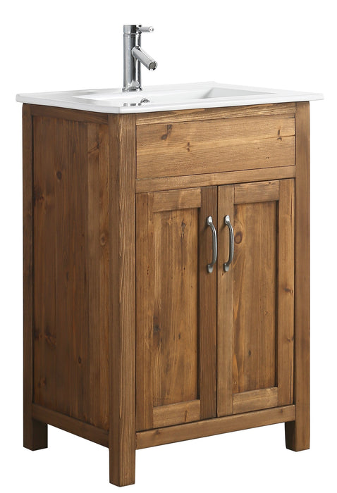 Bryson 24" Single Sink Vanity In Walnut with Porcelain Top