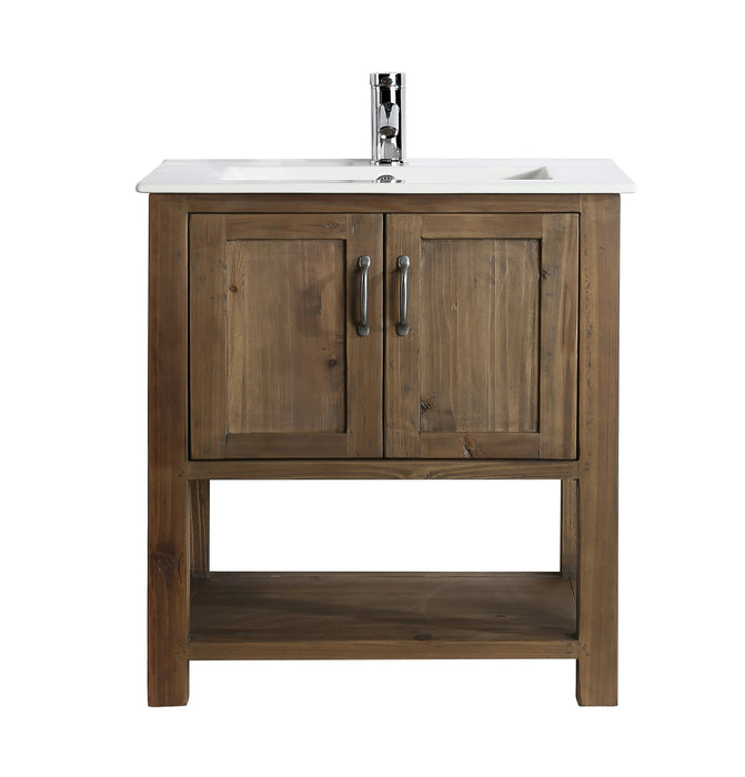 Austin 30" Single Sink Vanity In Walnut with Porcelain Top