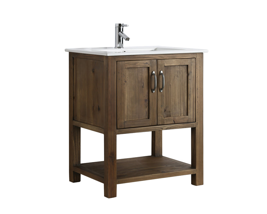 Austin 30" Single Sink Vanity In Walnut with Porcelain Top