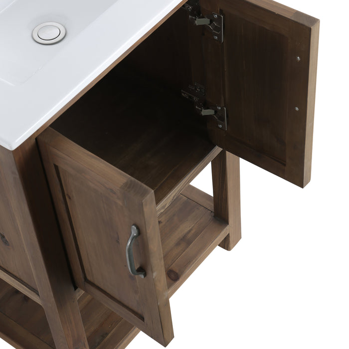 Austin 30" Single Sink Vanity In Walnut with Porcelain Top