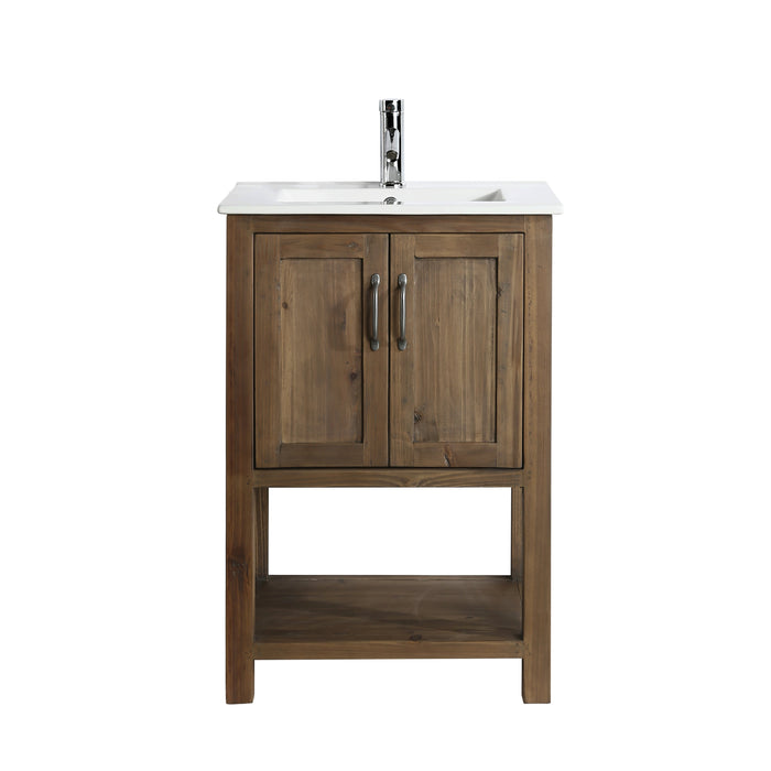 Austin 24" Single Sink Vanity in Walnut with Porcelain Top