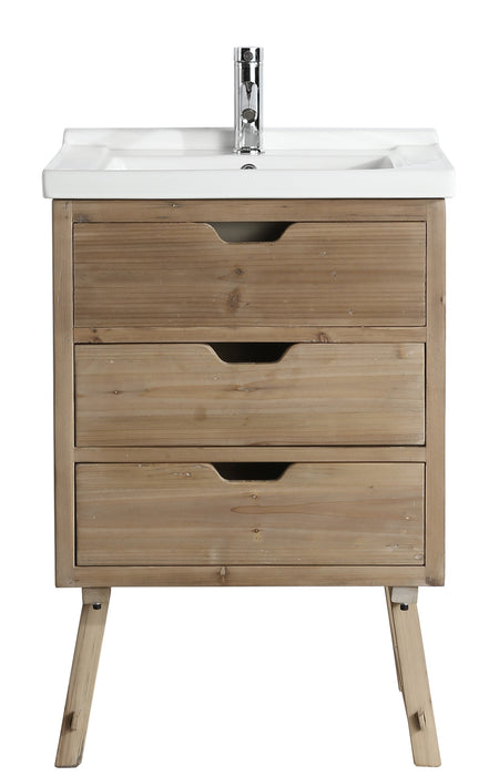 Fredric 24" Single Sink Vanity in Natural with Porcelain Top