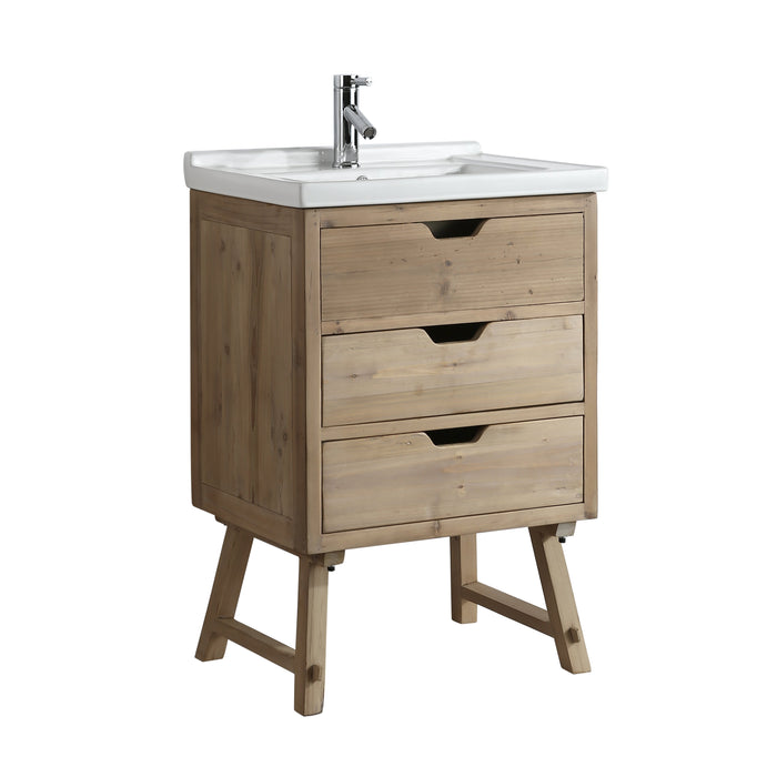 Fredric 24" Single Sink Vanity in Natural with Porcelain Top