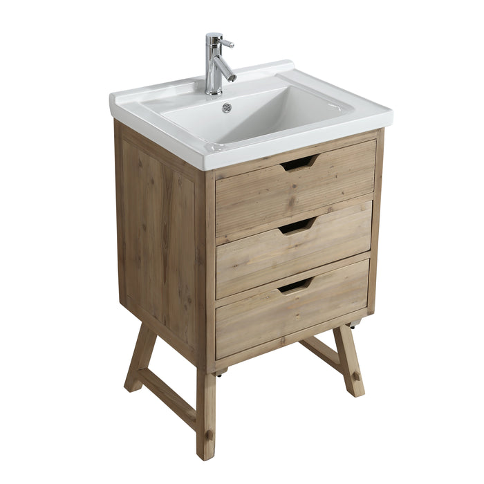 Fredric 24" Single Sink Vanity in Natural with Porcelain Top