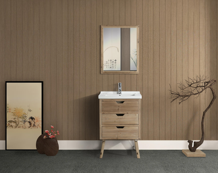 Fredric 24" Single Sink Vanity in Natural with Porcelain Top