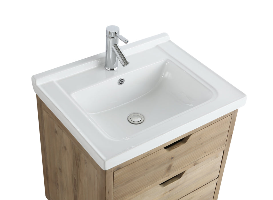 Fredric 24" Single Sink Vanity in Natural with Porcelain Top