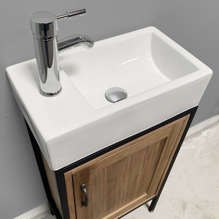 Bristol 18.5" Single Sink Vanity in Walnut with Porcelain Top