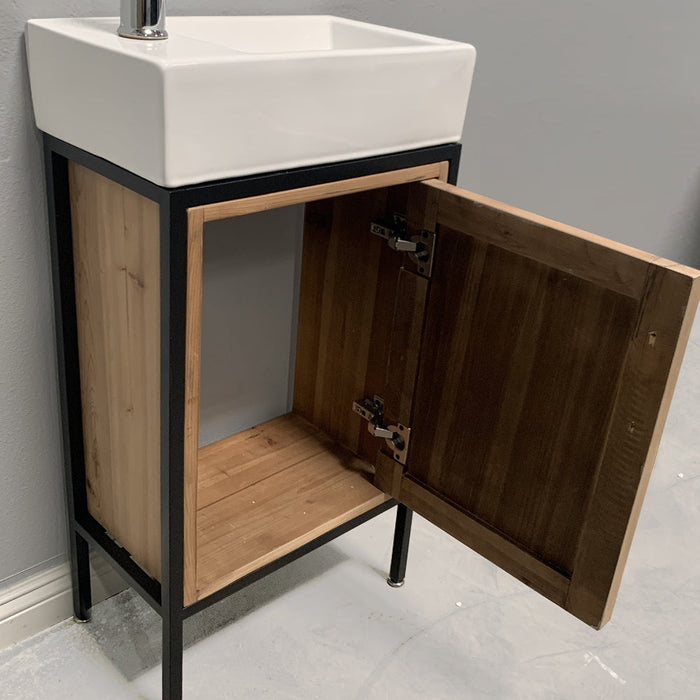 Bristol 18.5" Single Sink Vanity in Walnut with Porcelain Top