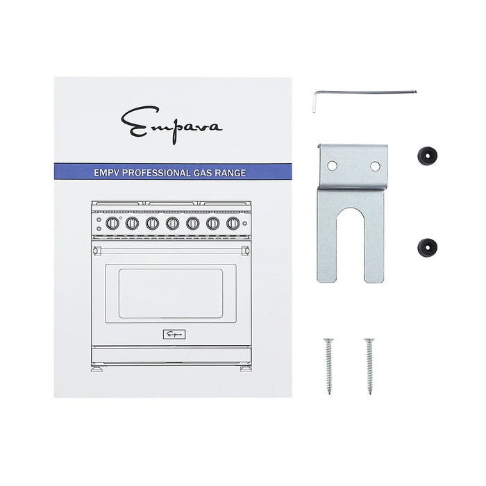 Empava 36-inch Pro-Style Slide-In Single Oven Gas Range in Stainless Steel