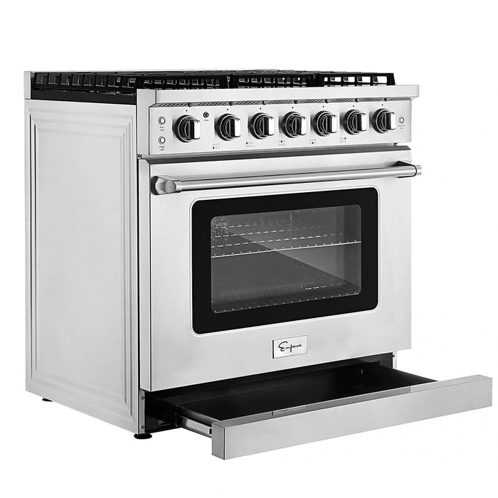 Empava 36-inch Pro-Style Slide-In Single Oven Gas Range in Stainless Steel