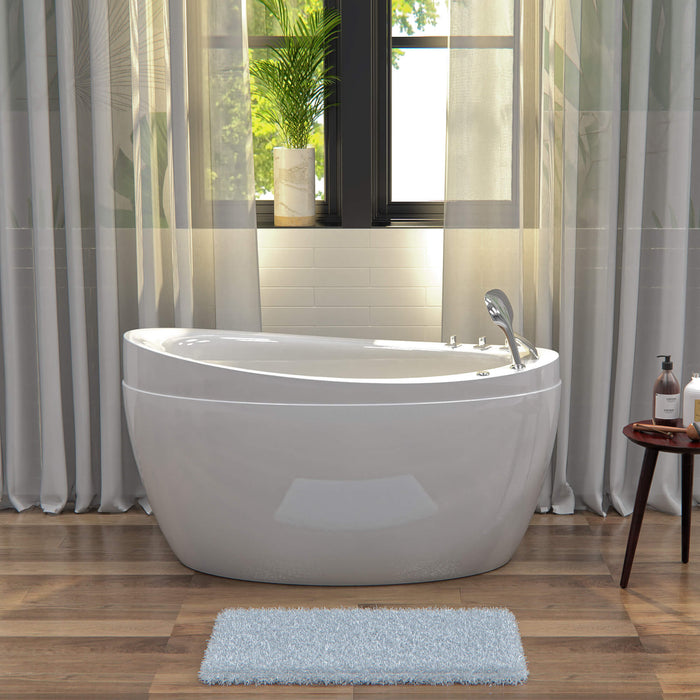 48" Freestanding Japanese-Style Air Massage Tub with Reversible Drain