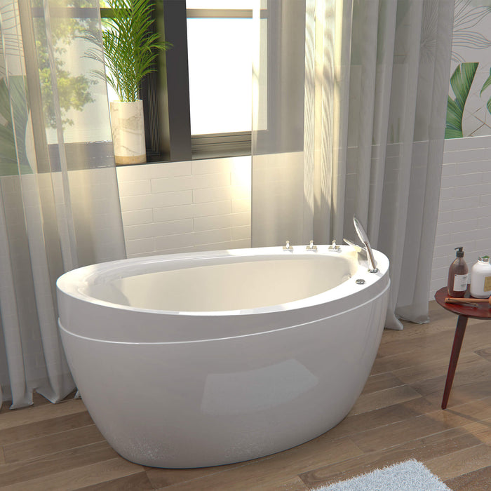 48" Freestanding Japanese-Style Air Massage Tub with Reversible Drain