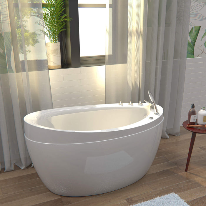 59" Freestanding Japanese-Style Air Massage Tub with Reversible Drain