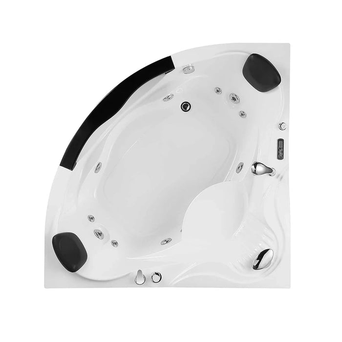 Empava 59" Alcove Whirlpool Inline Heater Left Drain LED Tub in White