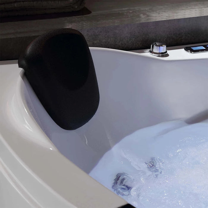 Empava 59" Alcove Whirlpool Inline Heater Left Drain LED Tub in White