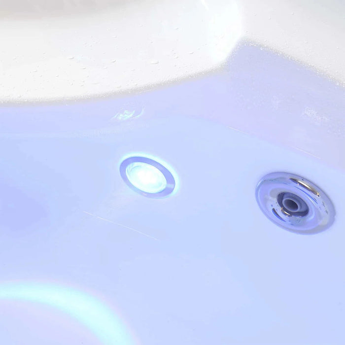 Empava 59" Alcove Whirlpool Inline Heater Left Drain LED Tub in White