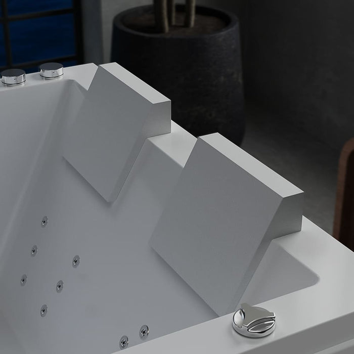 Empava 71 in. Freestanding Combination Massage 2-Person Center Drain LED Tub in White