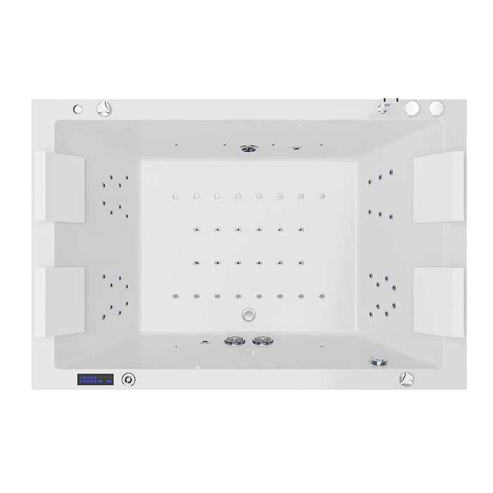 Empava 71 in. Freestanding Combination Massage 2-Person Center Drain LED Tub in White