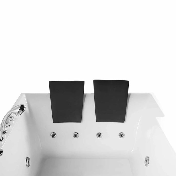 Empava 72" Alcove Whirlpool LED Bathtub Left Drain for 2 Persons in White