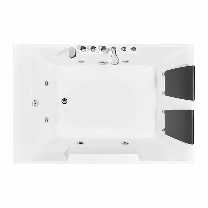 Empava 72" Alcove Whirlpool LED Bathtub Left Drain for 2 Persons in White