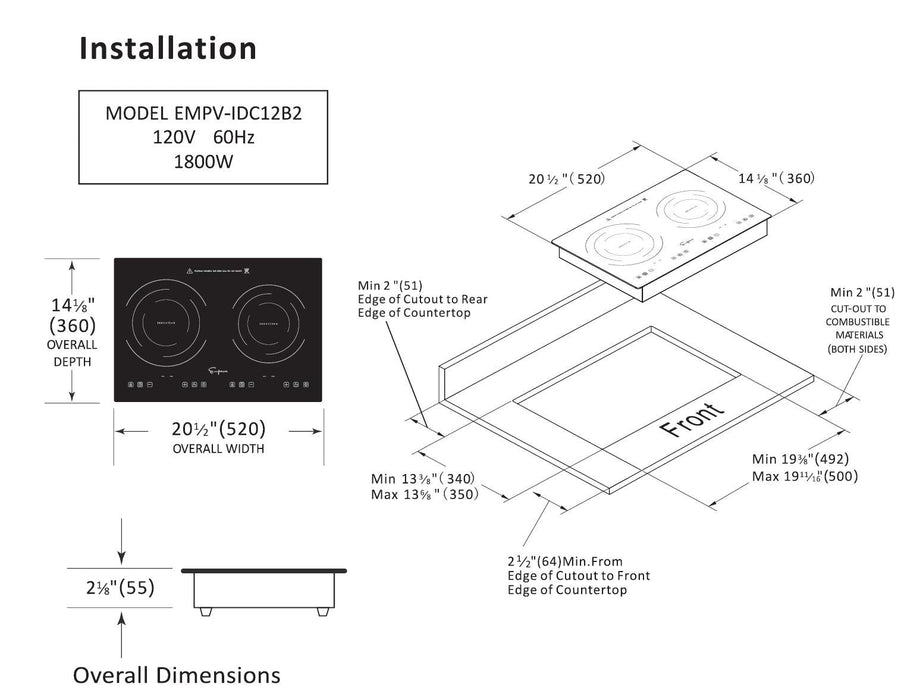 Empava 12-inch Induction Cooktop with 2 Burners in Black