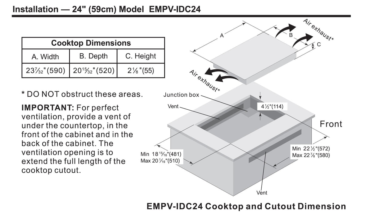 Empava 24-inch W x 20.5-inch D Induction Cooktop in Black