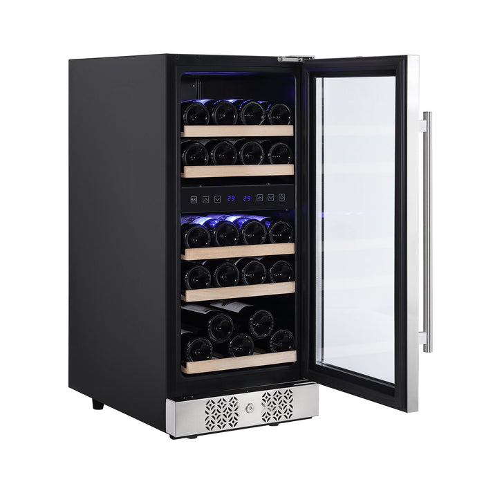 Empava 15-Inch Dual Zone Compact Wine Cooler in Stainless Steel