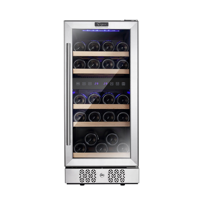 Empava 15-Inch Dual Zone Compact Wine Cooler in Stainless Steel